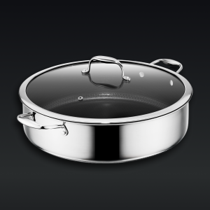 HexClad Hybrid Deep Sauté Pan with Lid, 10-QT