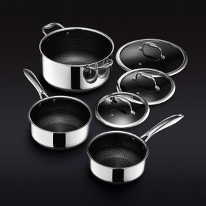 HexClad Hybrid Pot Set with Lids, 6-pc