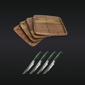 HexClad Steak Knife & Bistecca Plate Set, 8-pc (Green)