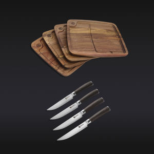 HexClad Steak Knife & Bistecca Plate Set, 8-pc (Espresso)