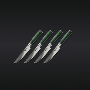 HexClad Damascus Steel Steak Knife Set, 4-pc (Green)