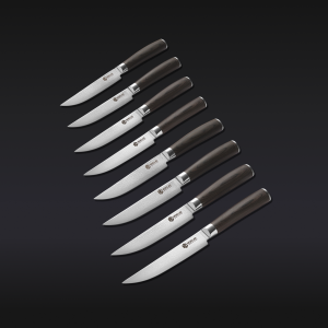 HexClad Damascus Steel Steak Knife Set, 8-pc (Espresso)