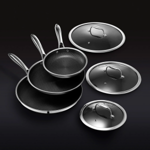HexClad Hybrid Fry Pan Set with Lids, 6pc