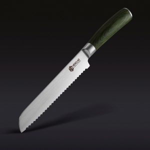 HexClad Damascus Steel Serrated Bread Knife, 8"