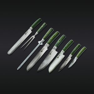 HexClad Damascus Steel Knife & Carving Set, 8-pc